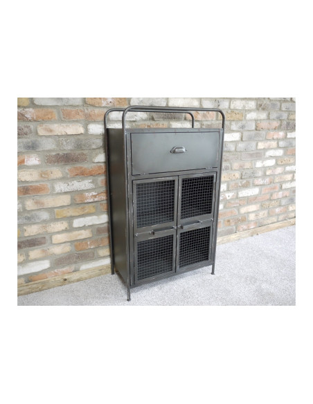 Meuble d'appoint avec portes grillagées en métal