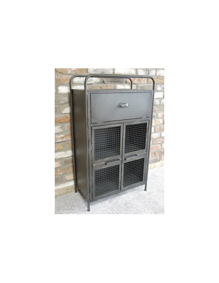 Meuble d'appoint avec portes grillagées en métal