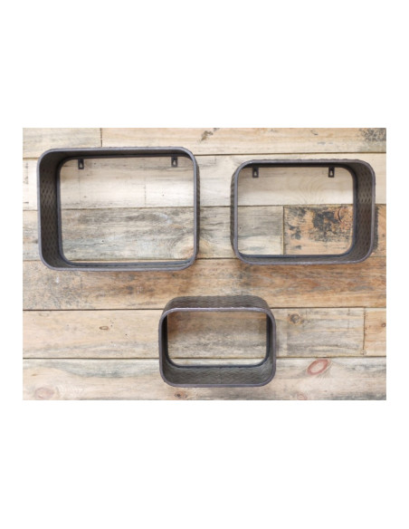 Lot de 3 étagères en métal style rétro