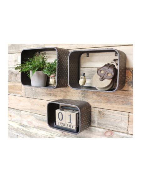 Lot de 3 étagères en métal style rétro