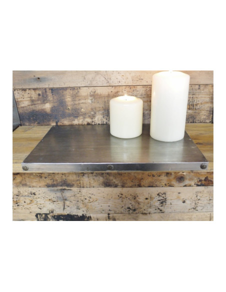 Lot de 2 étagères murales en bois et métal gris