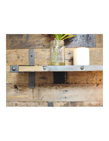 Lot de 2 étagères murales en bois et métal gris