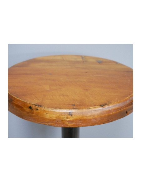 Tabouret réglable en fonte et assise bois