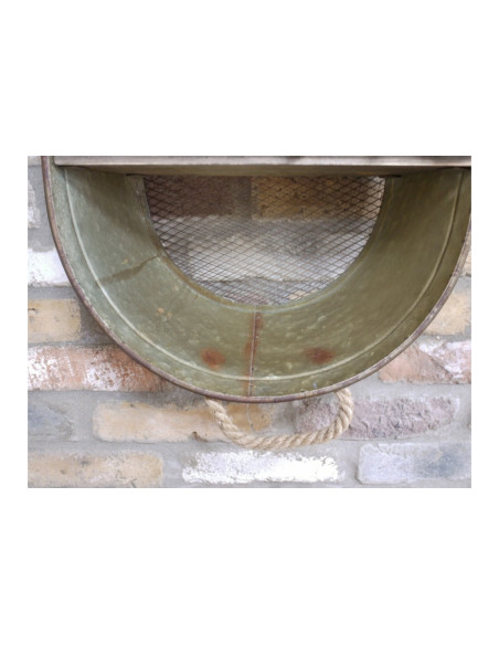Double étagère murale en forme de bassine zinc