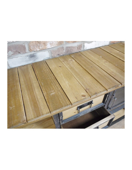 Meuble sur roulettes 4 portes et 4 tiroirs Industriel