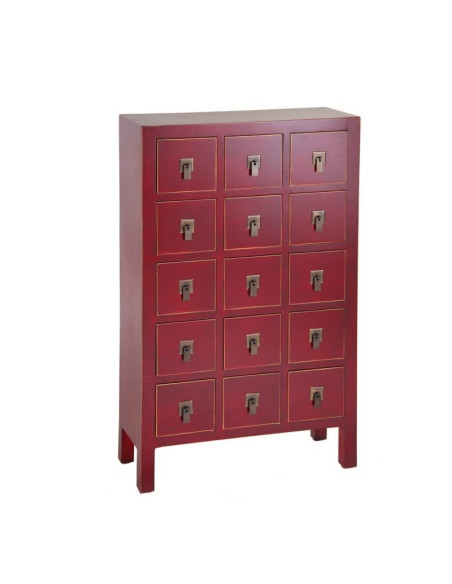 Commode apothicaire 15 tiroirs style Chinois Rouge