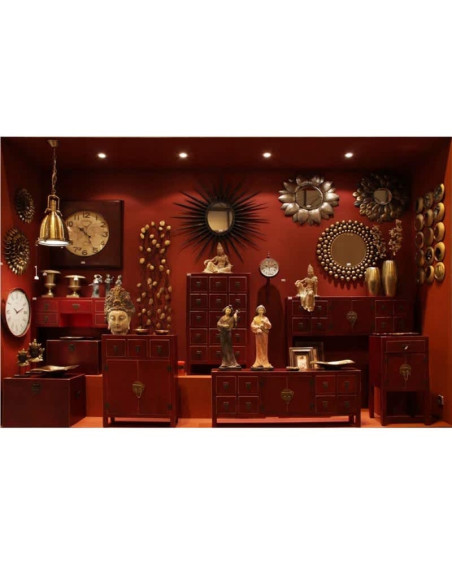Commode apothicaire 15 tiroirs style Chinois Rouge