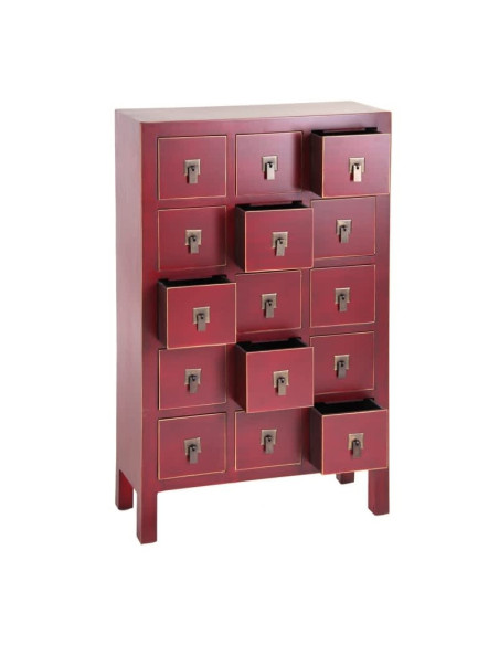 Commode apothicaire 15 tiroirs style Chinois Rouge