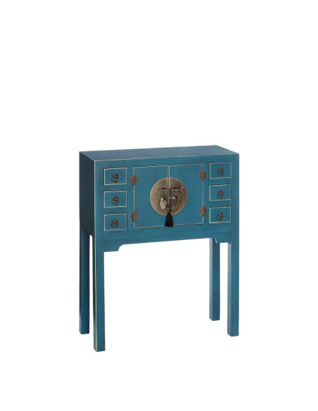 Petite console chinoise en bois Bleue