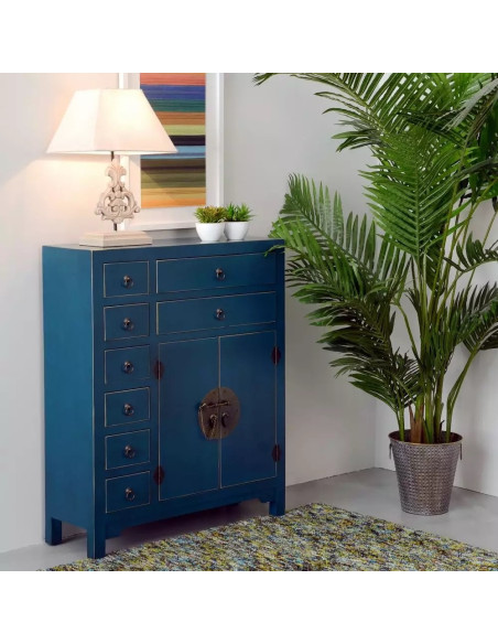 Meuble buffet chinois en bois Bleu