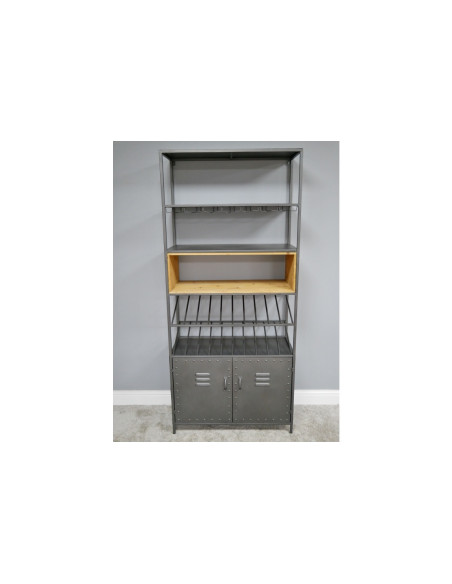 Armoire bar à vin en métal et bois de style Industriel