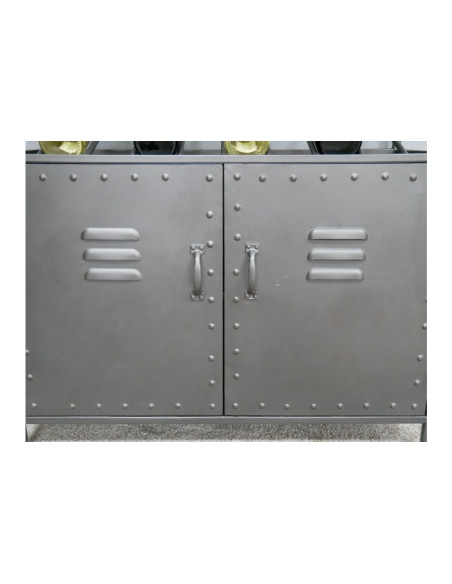 Armoire bar à vin en métal et bois de style Industriel