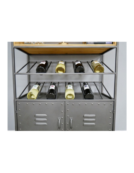 Armoire bar à vin en métal et bois de style Industriel