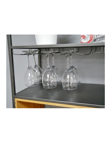 Armoire bar à vin en métal et bois de style Industriel