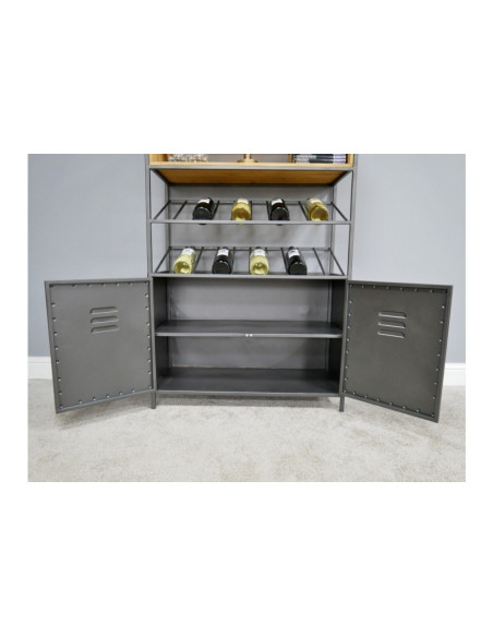 Armoire bar à vin en métal et bois de style Industriel