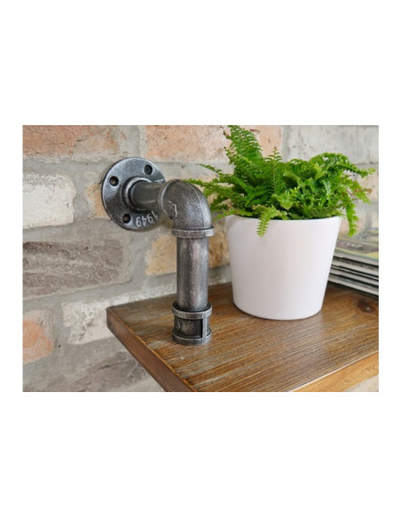 Etagère murale bois et vanne de plombier rouge