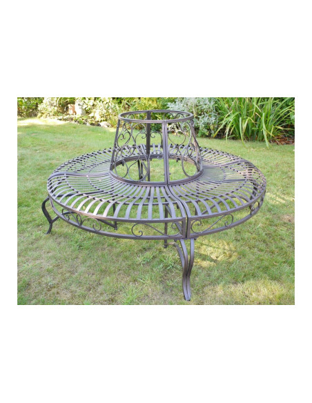 Banc tour d'arbre en métal finition oxydée