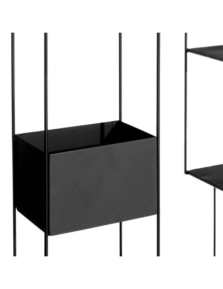 Etagère indus noire graphique avec bacs à fleurs