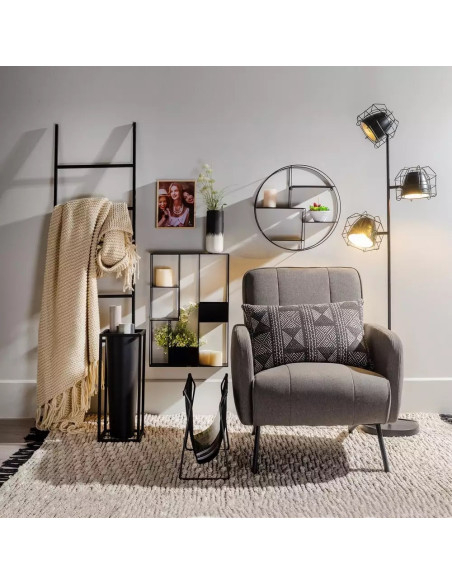 Etagère indus noire graphique avec bacs à fleurs