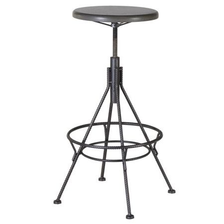 Tabouret de bar rond réglable en hauteur en métal gris