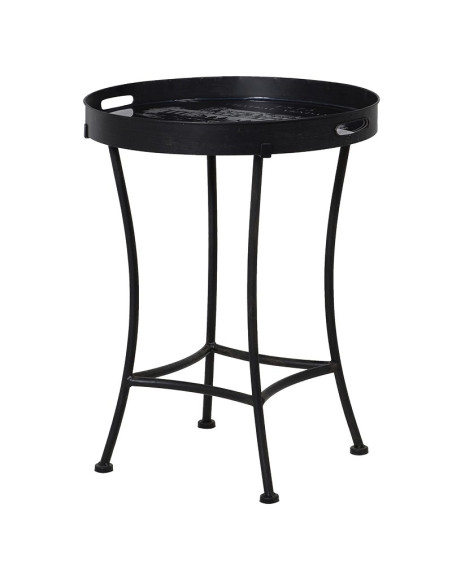 Sellette ronde avec plateau en métal noir