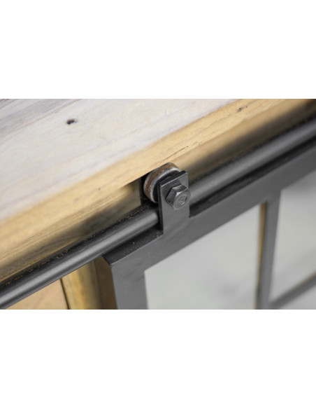 Buffet industriel en teck recyclé et portes coulissantes en métal Blackburn