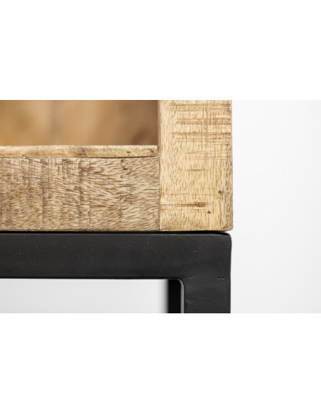 Meuble vitrine à portes coulissantes en manguier