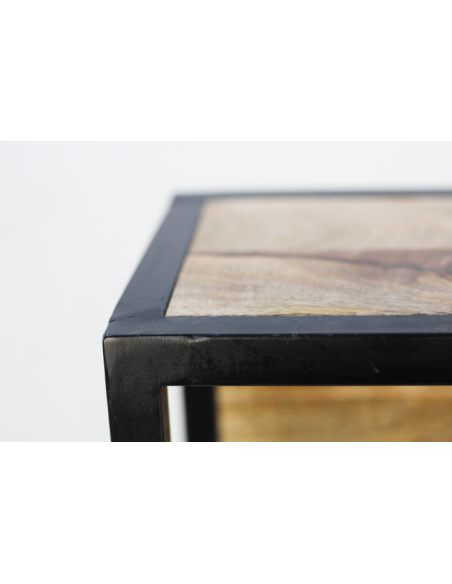 Etagère murale industrielle en métal et manguier