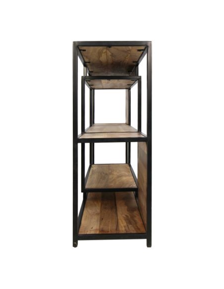 Meuble étagères industriel en métal et manguier