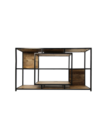 Meuble étagères industriel en métal et manguier