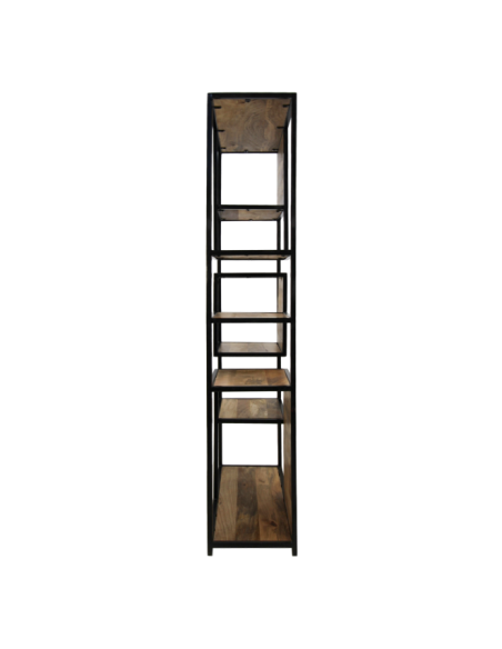 Bibliothèque industrielle en bois et métal