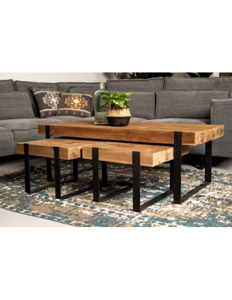 Table basse en teck recyclé et métal Norton