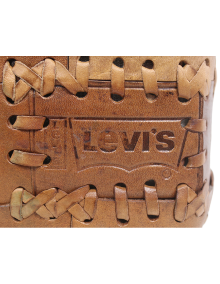 Tabouret de bar rond en cuir vintage