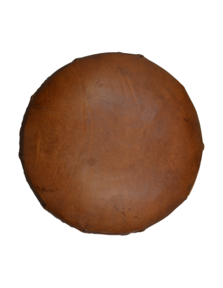 Tabouret de bar rond en cuir vintage