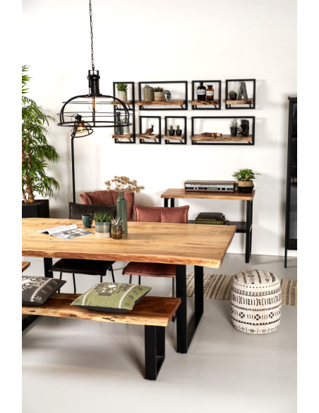 Banc de repas Soho en acacia et métal 160 cm