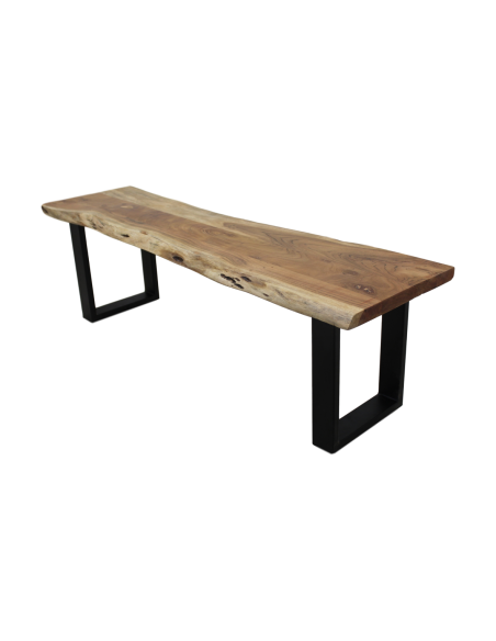 Banc de repas Soho en acacia et métal 160 cm