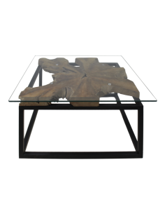 Table basse fer, teck et...