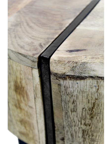 Table basse rustico-industriel en manguier et métal noir Jackson