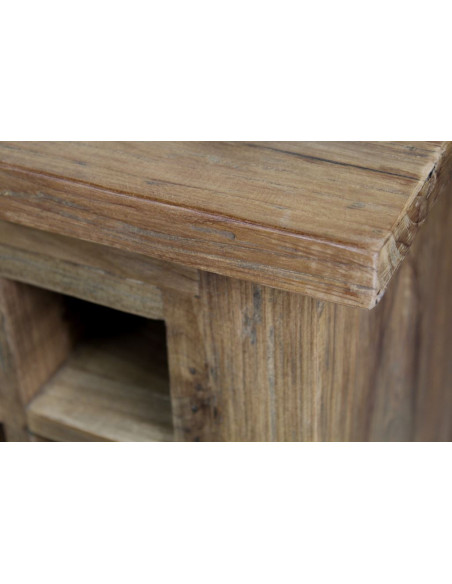 Buffet rustique avec casier 25 bouteilles en teck recyclé