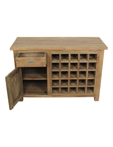 Buffet rustique avec casier 25 bouteilles en teck recyclé