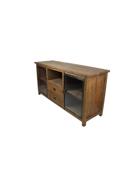 Meuble TV en teck recyclé et métal Chasseur