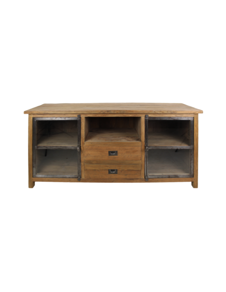 Meuble TV en teck recyclé et métal Chasseur
